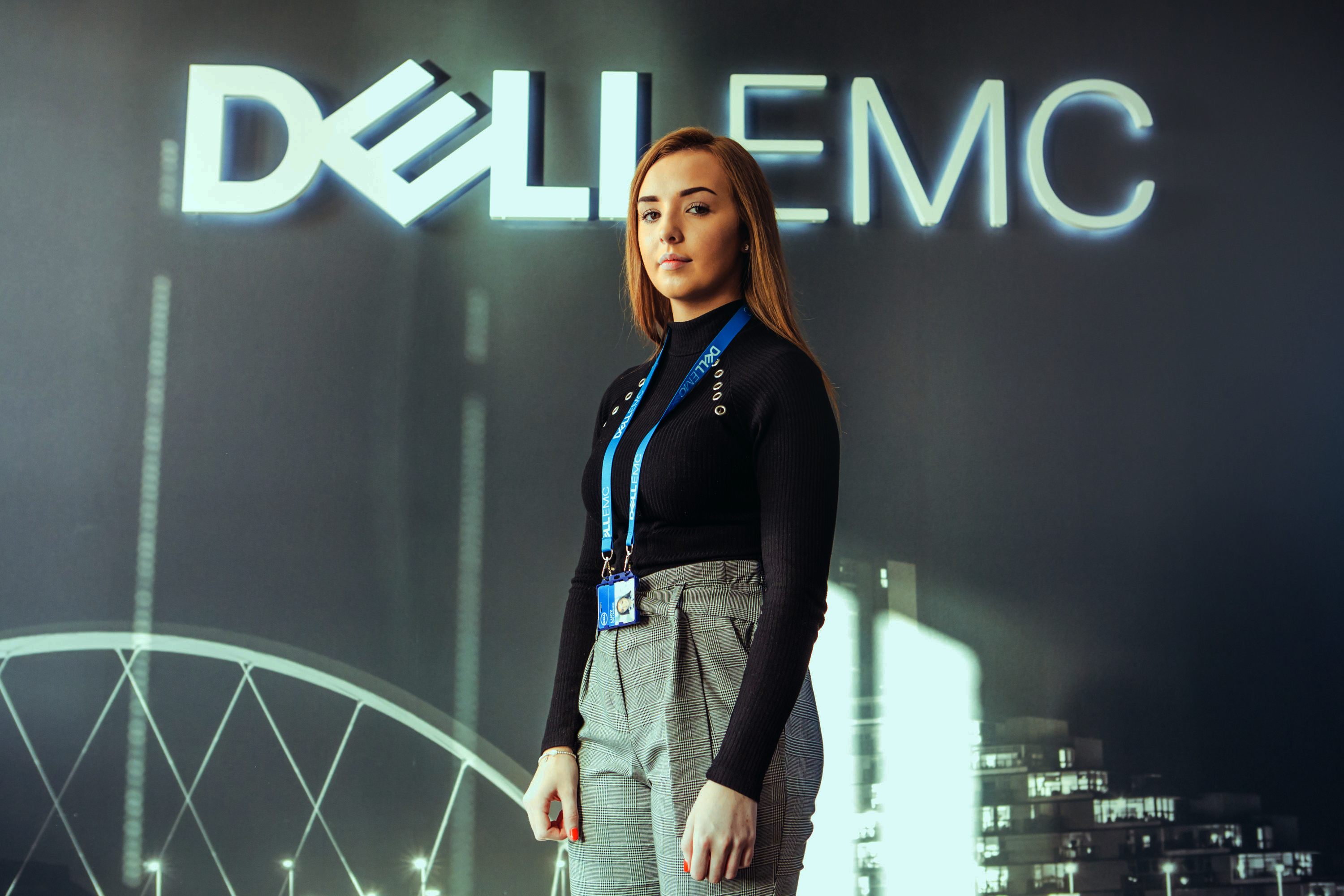 Woman in Dell office 