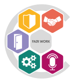 Logo of Fair Work showing 5 icons